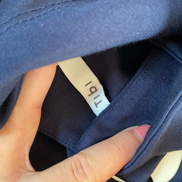 Tibi/ Bond Stretch Sculpted Button-Back Mini Dress navy blue long sleeve 2 - Picture 10 of 11
